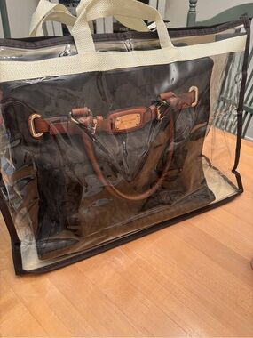 Michael Kors Hamilton Brown Signature MK Logo Large Tote Shoulder Bag